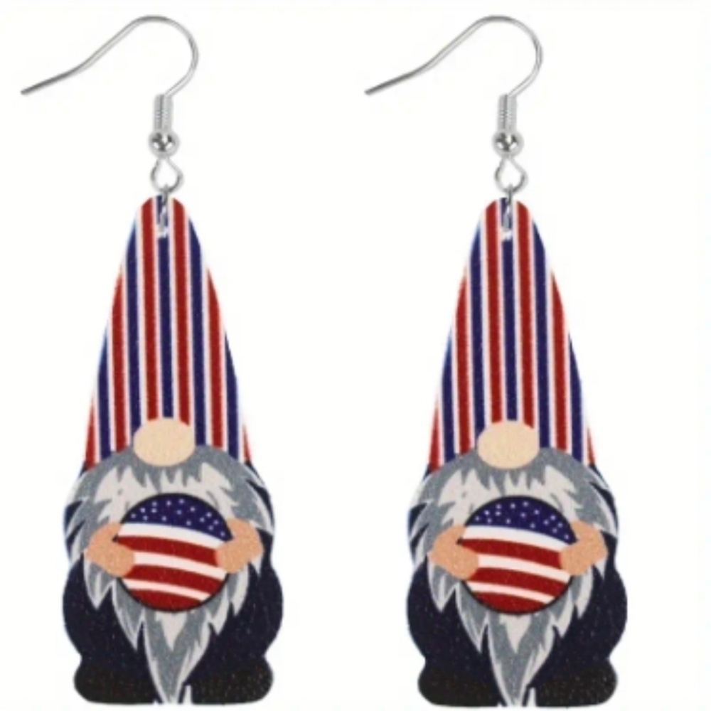 4th of July Gnome earrings